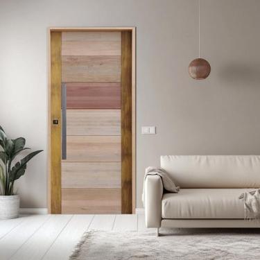 Imagem de Porta Mista Batente 14 Puxador Barra Chata 80cm X 92cm X 210cm Bbb Rod