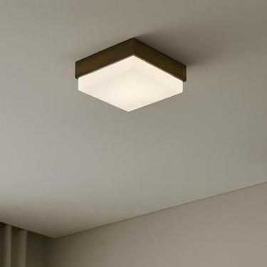 Imagem de Plafon Luminária 30x30 Madeira Acrílico Franja Imbuia - Acrilux
