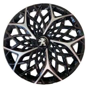Imagem de Calota esportiva aro 14 moove black silver + emblema resinado peugeot 