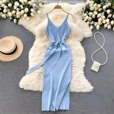 Imagem de Vestido Preto Sem Mangas Com Fenda Para Mulheres, Verão 2024, Sexy, Bo