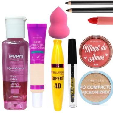 Imagem de Kit De Maquiagem Batom Base Liquida Demaquilante Blush Rimel  - nova a