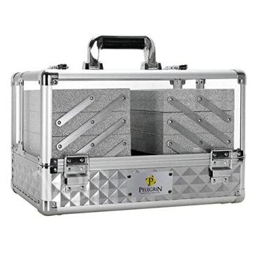 Imagem de Maleta Maquiagem Joias Alumínio e Acrílico Pelegrin Pel-m1019 Prata