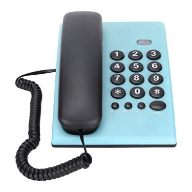 Imagem de ciciglow Telefones fixos de mesa KX-T504, telefone com fio multifuncional, sem bateria, com pausa/mudo/retenção, para sala de estar de hotel de escritório (azul)