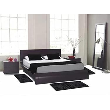 Imagem de Tapete Para Quarto Kit 3 Peças Pelo Macio Beira De Cama (Preto)