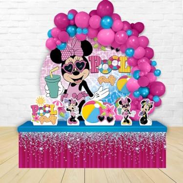Imagem de Kit Decoração Painel Redondo Festa de Aniversário Infantil Pool Party da Minnie