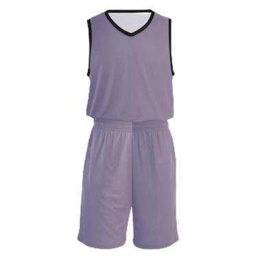 Imagem de Camisetas de basquete para meninos com gradiente azul vermelho, ajuste confortável, vestido de jérsei de basquete 5 a 13 anos, Roxo e rosa dégradé, G