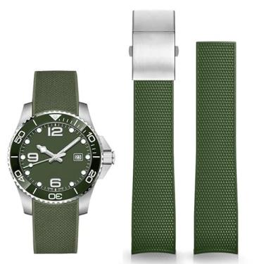 Imagem de Wentokye Pulseira de relógio de borracha de 21 mm para Longines Conquest HydroConquest L3 de substituição (21 mm, verde)