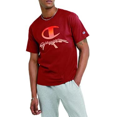 Imagem de Champion Camiseta masculina, camiseta masculina de algodão gola redonda, camiseta masculina de peso médio, camiseta moderna, Outono argila C Mash Up, M