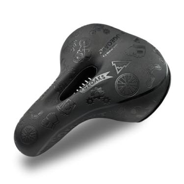 Imagem de HUGEOAKS Bancos de bicicleta grandes para homens e mulheres, assento de bicicleta confortável, selim de bicicleta, assentos de bicicleta para mountain bike, bicicleta de estrada, bicicleta