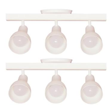 Imagem de Kit 2 Luminárias Trilho Spot Triplo Com Canopla 3 Lâmpadas Direcionáveis E27 Cor:Branco