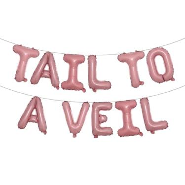 Imagem de Mermaid Bachelorette Party Decorations for Girls - Tail To A Veil Balloons, Mermaid Tail Balloon Bride To Be Sash for Engagement Bridal Shower Party (TAIL TO A VEIL Pink)