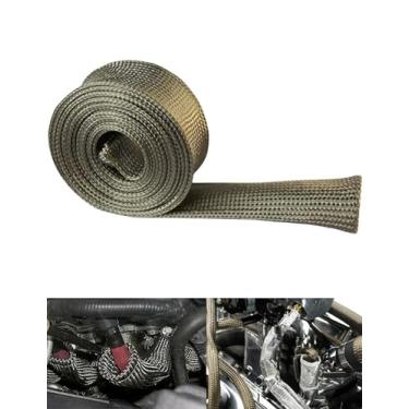 Imagem de Luva de proteção térmica linha de combustível escudo térmico mangueira automotiva vela de ignição protetores de fio rolo de 2500 graus para carro e cabo de freio de tear de fio automotivo (titânio
