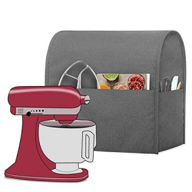 Imagem de Luxja — Capa de proteção contra poeira para mixers KitchenAid, capa de tecido com bolsos para mixers KitchenAid e acessórios extras, Cinza, Fits for 4.5-Quart and 5-Quart