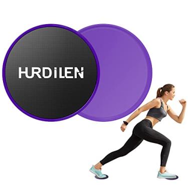 Imagem de Hurdilen Corrediças de núcleo, discos deslizantes para exercícios, uso dupla face em carpete e pisos de madeira, aparelho de fitness leve e perfeito para treinar a força do núcleo abdominal (roxo