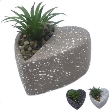 Imagem de Planta Artificial Suculenta Decorativa Vaso Flor Coração decoração dec