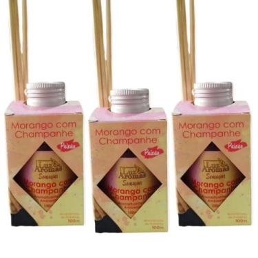 Imagem de 3 Aromatizador Ambiente Morango com Champanhe Difusor Vareta Perfume C