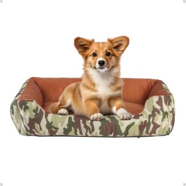 Imagem de Cama Pra Cachorro E Gato Caminha Pet Impermeável Antifriagem Osso de Pelúcia (Militar Verde)