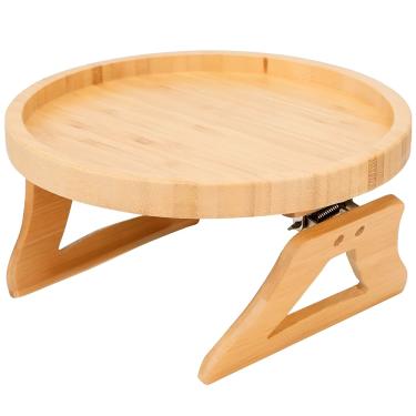 Imagem de Apoio De Sofá Oval Ajustável Porta Copos E Objetos Em Bambu