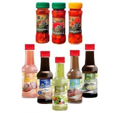 Imagem de Kit 3 Pimentas No Pote Biquinho Malagueta Cheiro + 5 Molhos 150ml Para