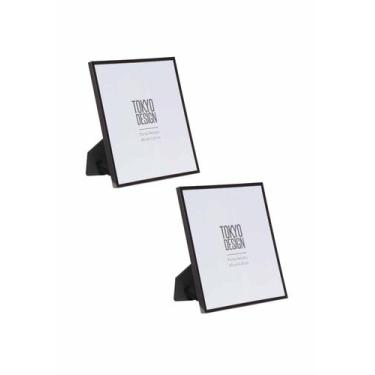 Imagem de Kit 2 Porta Retrato em Metal e Vidro Foto 20x25 Preto Brilho - Tokyo D