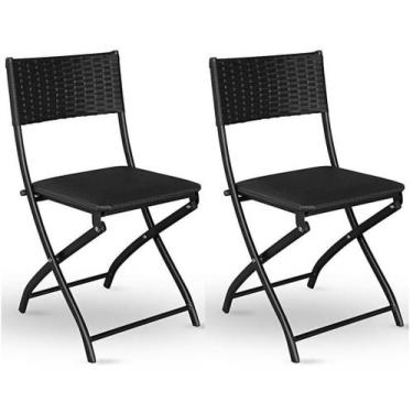 Imagem de Cadeira Dobravel Bar, Lanchonete Preto - Kit 2 Pc - LAURALAN MOVEIS
