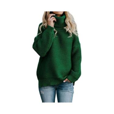 Imagem de Inverno Feminino Engrossar Gola Alta Camisola De Malha Quente Casual S