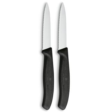 Imagem de Conjunto com 2 facas Victorinox Swiss Classic lâmina serrilhada, cabo Preto, 8cm