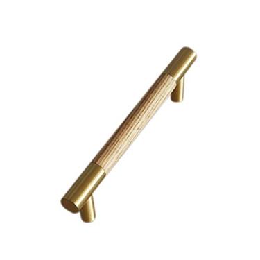 Imagem de Puxador de latão maçaneta de porta de nogueira anel de puxar antigo porta de armário acessórios de maçaneta de cobre retrô decoração de casa acessórios de ferragem, amarelo, 130 mm (natural 130 mm)