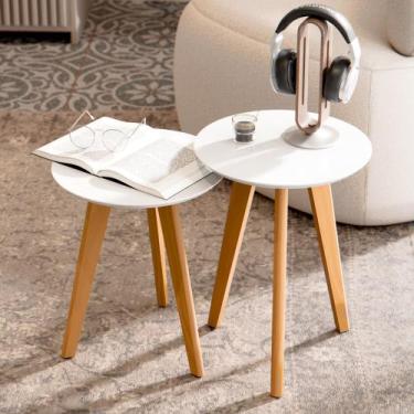 Imagem de Conjunto 2 Mesas Lateral e Apoio Maju com pés em formato palito - Vári