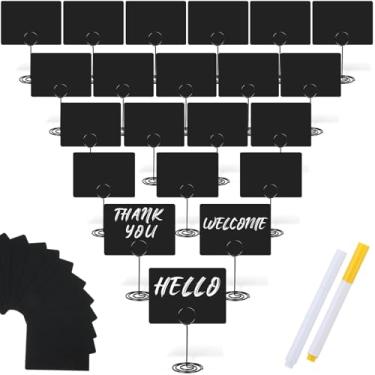 Imagem de TecUnite Pacote com 48 mini placas de quadro-negro 10 x 7,6 cm pequeno retangular com suporte de metal e 2 placas de mesa de giz à base de água para buffet de comida, casamentos, placas de quadro de