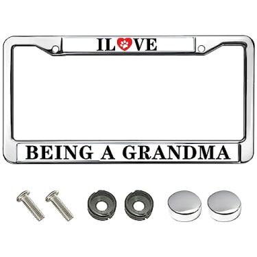 Imagem de Moldura engraçada para placa de licença I Love Being A Grandpa Gifts Moldura de placa de licença de metal cromada Jesus Cristo Bíblia Moldura para placa de licença feminina masculina
