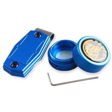 Imagem de YEUEK Suporte magnético de giz de bilhar redondo, estojo de liga de alumínio portátil para sinuca com acessórios de bilhar com clipe fixo