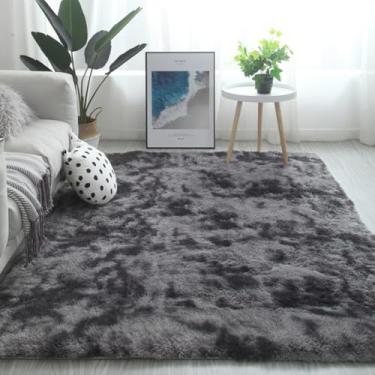 Imagem de KAIJIE Tapetes de área para atualização de quarto macio gradiente tie dye tapete felpudo felpudo sala de estar tapete de pelúcia para crianças decoração de dormitório de casa estética 200 x 250 cm