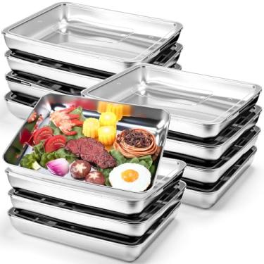 Imagem de Blushtier 12 recipientes de armazenamento de alimentos de aço inoxidável com tampas transparentes, lancheira de metal de 3,657 g, recipiente reutilizável empilhável para preparação de refeições para