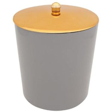 Imagem de Lixeira 5 Litros Com Tampa Dourada Metalizada Plástica Para Banheiro C