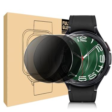 Imagem de NECARSIN [3+2] Pacote projetado para Samsung Galaxy Watch 6 Classic protetor de tela de vidro temperado de 47 mm, borda redonda 2,5D, antiarranhões e sem bolhas