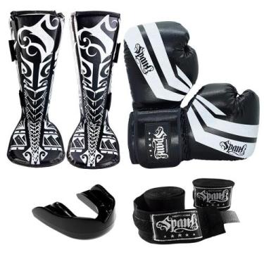 Imagem de Kit Muay Thai Kickboxing CONFY Spank - Preto - 12oz, 16oz