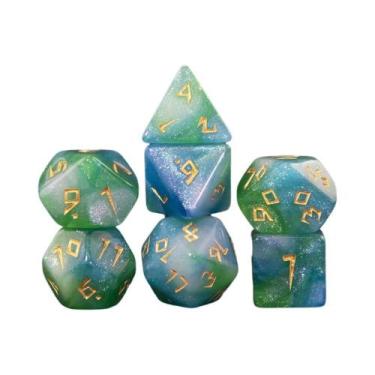 Imagem de Conjunto De Dados Poliédricos Com Glitter De Cores Mistas, 7 Peças D4 