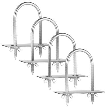 Imagem de Otoolling Pacote com 4 garfos de aço inoxidável para espinha de porco com 14 cm de comprimento e 5,5 polegadas de largura, haste de cuspir de carne para assar, peças de churrasqueira, acessórios para