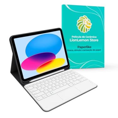 Imagem de Kit Capa Noir Luxe para iPad 10 e 11 + Teclado TouchPad + Smart Pencil + Película Paperlike (Branco)