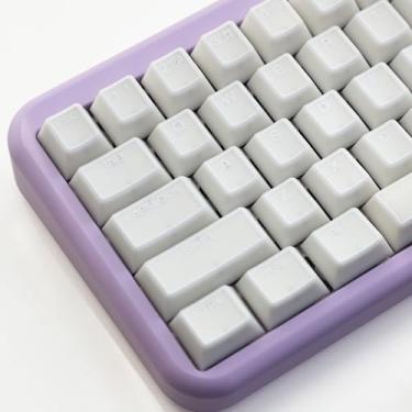 Imagem de Hyekit Conjunto de teclas de jade branco, duas teclas PBT e PC, 142 teclas, perfil cereja para teclado mecânico magnético 60%/65%/75%/TKL/96%/100%