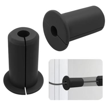 Imagem de Zorveiio 2 argolas de cabo de parede Starlink de 0,9 cm, bucha de silicone industrial para cabos Ethernet - compatível com kit de montagem Starlink Dishy e móveis domésticos (preto)