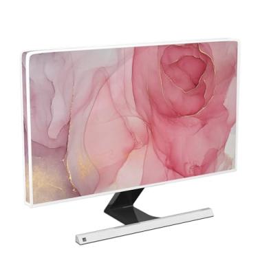 Imagem de Baocicco Capa abstrata para monitor de computador com design de mármore rosa, capa de corpo inteiro para tela de computador, capa para computador compatível com iMac 26, 26-28 PC, desktop e TV, home