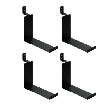 Imagem de Prateleira suspensa de painéis acústicos de madeira, prateleiras de slatwall, painel de absorção de som canelado, acessórios organizadores de prateleiras (4 peças de gancho de aço)