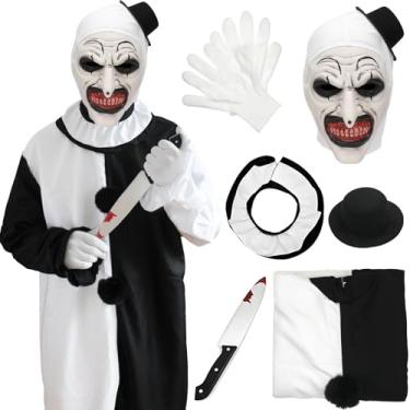 Imagem de Fantasia artística de palhaço preto e branco conjunto de acessórios para máscara (meia máscara, 140)