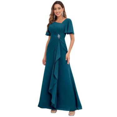 Imagem de Vestido PRESEOSSA Peacock Avó da Noiva em Chiffon