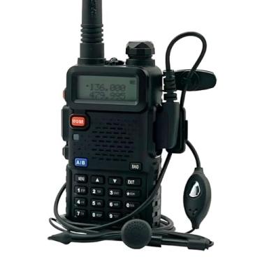 Imagem de Rádio Comunicador Portátil Dual Band VHF/UHF, 5W, LCD Display, 128 Canais, com Bateria 1800mAh, Carregador, Antena e Fone de Ouvido, para Segurança e Eventos