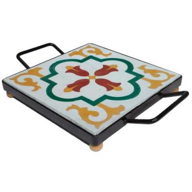 Imagem de Descanso de Panela Apoio De Mesa Ladrilho Hidráulico P/ Travessa - Est