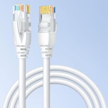 Imagem de Cat 6 Ethernet Cable - Flat LAN Wire for Indoor Outdoor Use, Supports 10Gbps Speed, Compatible with Router, Modem, Switch, Gaming Console, Streaming Device, 6.6FT, White