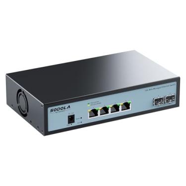 Imagem de Sodola Switch Sodola 6 Portas 10G Gerenciável Fácil Pela Web, 4 Portas 10G Rj45 + 2 Portas 10G Sfp+ - Agregação De Links, Qos, Vlan, Igmp, Switch 10G Para Gerenciamento De Rede